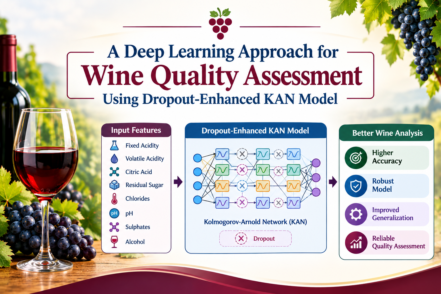 A Deep Learning Approach for Wine Quality Assessment Using Dropout-Enhanced KAN Model